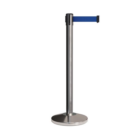 MONTOUR LINE Stanchion Belt Barrier Pol.Steel Post 13ft. Dk Blu Belt M630-PS-DBL-130